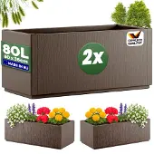 Casaria Blumentopf Ethica 2er-Set Braun Kunststoff 80x36x36cm