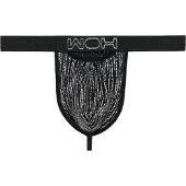 WOH Herren G-String - Pure Seduction, Glitzer, Spitze, einfarbig Schwarz / S