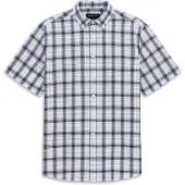 Bugatti Kurzarmhemd , Herren, Gr. XL, Normalgrößen, 320, hellblau, Canvas, 100% Baumwolle, unifarben, normal, Hemden Kurzarmhemd, Modern Fit mit einem Karo-Muster
