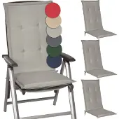 Beautissu Loft HL, 120x50x6cm, Hellgrau, 4er Set, Gartenstuhlauflage, Outdoor