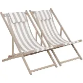 Sweeek - 2er-Set Sonnenliegen aus Aluminium, mehrfach verstellbar - Braun gestreift