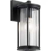 Kichler Wandleuchte Barras E27 40W IP44 Aluminium schwarz, Stahl, klares Glas B:13.7cm Ø13.7cm dimmbar