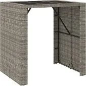 Syfax Bartisch mit Glasplatte Grau 105x80x110 cm Poly Rattan