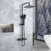 Markenlos Duscharmatur Set mit Thermostat - Matt Schwarz