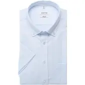 Seidensticker Businesshemd "Schwarze Rose", Herren, Gr. L (42), normale Ärmellängen, blau, 100% Baumwolle, Strukturmuster, regular fit, Hemden Businesshemd, Regular 1/2 Button-Down-Kragen Struktur