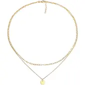 Elli Silberkette "Halskette Layer Plättchen Gliederkette 925 Silber" Gr. 42, gold, Halsketten, Damen, Silber 925 (Sterlingsilber), Silberkette