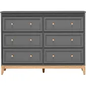 AX Living Kommode Nymphen Dunkelgrau 6 Schubladen MDF Eiche Beine
