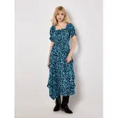 Apricot Midikleid Damen Viskose blau gemustert, 38 840696-0001-00380