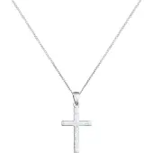 Elli Kette mit Anhänger "Halskette Kreuz Symbol Strukturiert 925 Silber" Gr. 45, silber, Halsketten, Damen, ohne Stein, Silber 925 (Sterlingsilber), Kette mit Anhänger