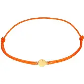 Elli Armkette "Armband Nylonband Plättchen Anhänger 925 Sterling Silber vergoldet" Gr. 160, orange, Armbänder, Damen, Silber 925 (Sterlingsilber), Armkette