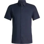 JOOP! Kurzarmhemd JOOP "Pit", Damen, Gr. 39, N-Gr, dunkelblau, Web, Obermaterial: 70% Lyocell, 30% Leinen, slim fit, Hemden Kurzarmhemd