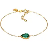 Elli Armkette PREMIUM "Armband Tropfen Quarz Grün 925 Silber vergoldet" Gr. 160, gold, Armbänder, Damen, Silber 925 (Sterlingsilber), Armkette