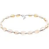 Elli Kette mit Anhänger "Halskette Choker Kauri Muscheln Beach 925 Silber vergoldet" Gr. 36, silber, Halsketten, Damen, ohne Stein, Silber 925 (Sterlingsilber), Kette mit Anhänger