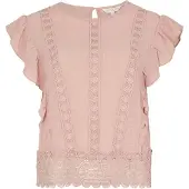 Apricot Blusentop "Besticktes Baumwolltop", Damen, Gr. XL (42), pink, gewebt, Obermaterial: 100% Baumwolle CO., uni, Rüschen, Blusen Blusentop, mit Rüschen