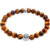 KUZZOI Armkette "Armband Herren Tigerauge Kompass Beads 925er Silber" Gr. 210, braun, Armbänder, Herren, 210, Silber 925 (Sterlingsilber), Armkette