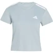 Adidas T-Shirt PERFORMANCE "HYPERGLAM 3-STREIFEN", Damen, Gr. L, grau (wonder sage), Obermaterial: 88% Polyester, 12% Elasthan, Rundhals, Shirts T-Shirt