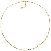 Elli Silberkette "Halskette Halbmond Astro Mondstein 925 Silber" Gr. 40, gold, Halsketten, Damen, mit Stein, Silber 925 (Sterlingsilber), Silberkette