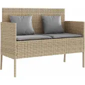 vidaXL Gartenbank mit Kissen Beige Poly Rattan