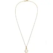 Elli Kette mit Anhänger "Halskette Kleeblatt Emaille Anhänger 925 Sterling Silber vergoldet" Gr. 45, weiß, Halsketten, Damen, Silber 925 (Sterlingsilber), Kette mit Anhänger