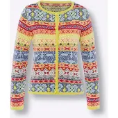 HEINE Strickjacke in limone-eisblau-gemustert | Gr.: 50