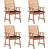 Syfax Garten-Essstühle 4 Stk. mit Kissen Massivholz Akazie