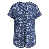 Peter Hahn Bluse Rundhals-Ausschnitt blau