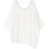 Sheego Longbluse "Tunika Tunika in 2-in-1-Optik", Damen, Gr. 48, sanftes weiß, Chiffon, Jersey, , Elegant, Rundhals, Blusen Longbluse