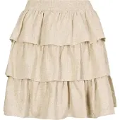 Apricot Minirock "Minirock aus Leinenmischung", Damen, Gr. XS (34), weiß (stein), gewebt, Obermaterial: 83% Viskose CV. 17% Leinen LI., uni, Röcke Minirock, mit Rüschen und Stufen