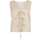 Apricot Stricktop "Leinenmisch-Weste" Gr. 36, beige (stein), Tops, Damen, S (36), gewebt, Obermaterial: 83% Viskose CV. 17% Leinen LI., uni, Stricktop, mit Bindeband