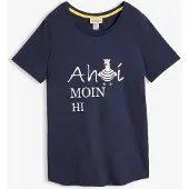 Bonprix T-Shirt , Damen, Gr. 36/38 (S), blau (dunkelblau bedruckt), Obermaterial: 95% Baumwolle, 5% Elasthan, bequem, Shirts T-Shirt, bequeme Passform, Kurzarm, mit Rundhalsausschnitt