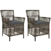 Syfax Gartenstuhl 2 stk. Grau und Dunkelgrau Poly-Rattan