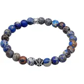 KUZZOI Armkette "Armband Herren Achat Blau Beads Oxidiert 925er Silber" Gr. 190, blau (dunkelblau), Armbänder, Herren, 190, Silber 925 (Sterlingsilber), Armkette