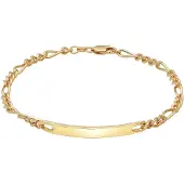 KUZZOI Armkette "Armband Herren ID Platte Figaro Klassisch 925 Silber" Gr. 230, gold, Armbänder, Herren, 230, Silber 925 (Sterlingsilber), Armkette