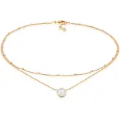 Elli Halskette Choker Layer Mondstein Kugelkette 925 Silber Elli Gold