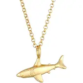 Elli Kette mit Anhänger "Halskette Haifisch Hai Erbskette Tier Symbol 925 Silber" Gr. 45, gold, Halsketten, Damen, ohne Stein, Silber 925 (Sterlingsilber), Kette mit Anhänger