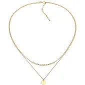 Elli Silberkette "Halskette Layer Plättchen Glas Perlen 2-lagig 925 Silber" Gr. 38, gold, Halsketten, Damen, Silber 925 (Sterlingsilber), Silberkette