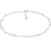 Elli Fußkette "Fußschmuck Fußkette mit Kugeln zeitlos 925 Silber" Gr. 25, silber, Fußketten, Damen, 25, Silber 925 (Sterlingsilber), Fußkette