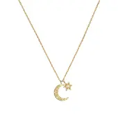 Elli Halskette Halbmond Stern Synthetischer Opal Astro 925 Silber Elli Gold