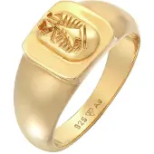 KUZZOI Siegelring "Ring Siegelring Wappen Pinky Klassik 925 Silber" Gr. 52, gold, Fingerringe, Herren, 52, ohne Stein, Silber 925 (Sterlingsilber), 10mm, Siegelring