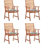 Syfax Garten-Essstühle 4 Stk. mit Kissen Massivholz Akazie