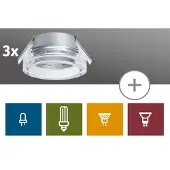 Paulmann 2Easy Premium Einbauleuchten 3er Spot-Set Cristal starr 51mm Klar/Glas