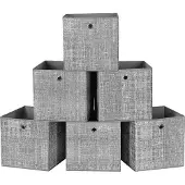 Markenlos Aufbewahrungsbox Set von 6 - Faltbar - Vliesstoff - Grau meliert - 30x30x30 cm