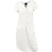 HEINE Jerseykleid "Leinenkleid Sommerkleid in knieumspielender Länge", Damen, Gr. 44, N-Gr, weiß, Modisch, Rundhals, Kleider Jerseykleid