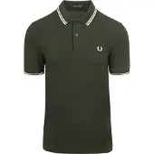 Fred perry für Herren. M3600 Grün gestreiftes Polo mit Kontrastkragen (XXL), Lässig, Baumwolle, Kurzarm