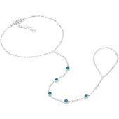 Elli Schmuckset "Armband Hand Chain Handkette Armband 925 Silber" Gr. 16, blau, Schmuck_Sets, Damen, 16, Silber 925 (Sterlingsilber), Schmuckset