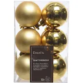 Ksd 12 Weihnachtskugeln leicht gold 60 mm (geel)