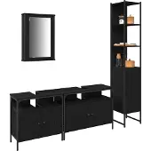 vidaXL Badezimmermöbel-Set 4 stk. Schwarz Eichen-Optik