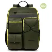 Piquadro Otello Laptoprucksack 14" aus recyceltem Stoff mit iPad-Fach Olivgrün