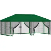 Syfax Pavillon mit Seitenwänden 6 x 3 m Grün Polyester und Stahl