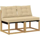 Syfax 2 stk. Outdoor Mittelsofa Massivholz Akazie und Textilene Stoff